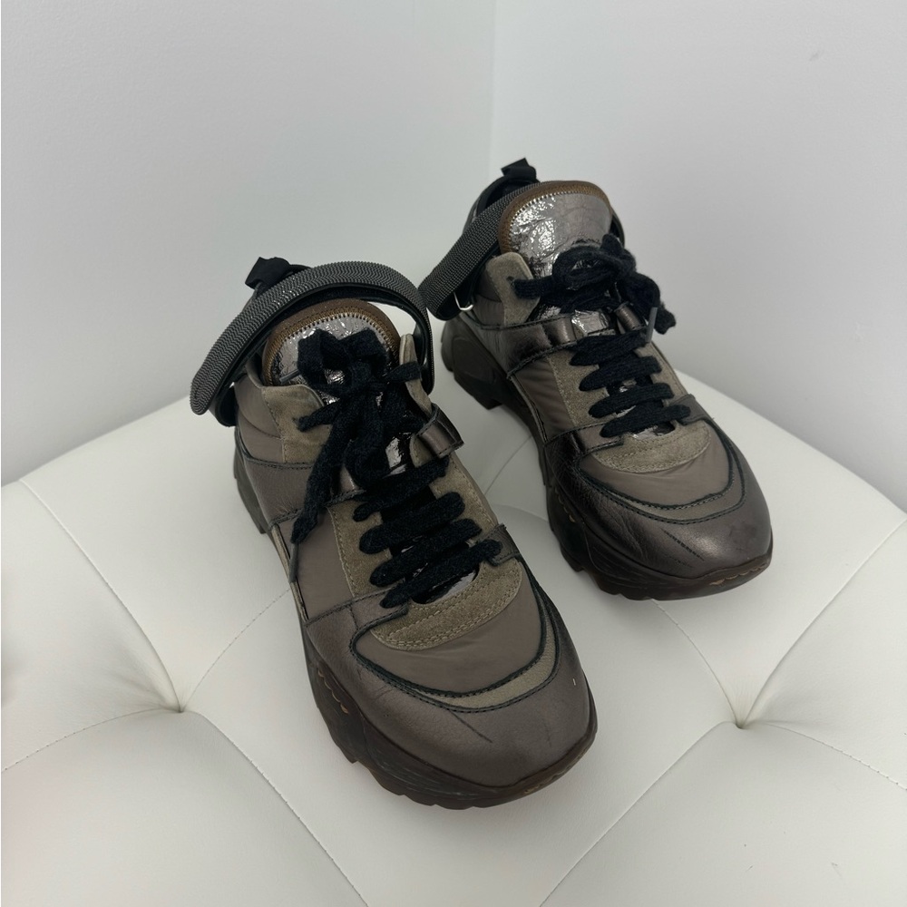 Brunello Cucinelli chunky suede nylon sneakers women’s